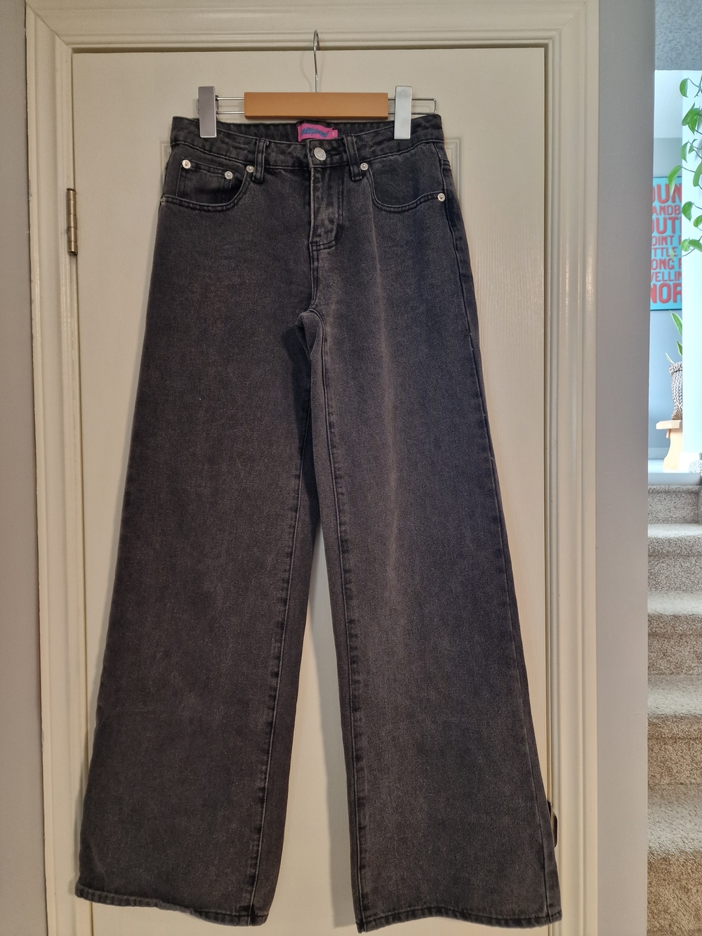 Edikted Wide Leg Jeans - Black Size XS